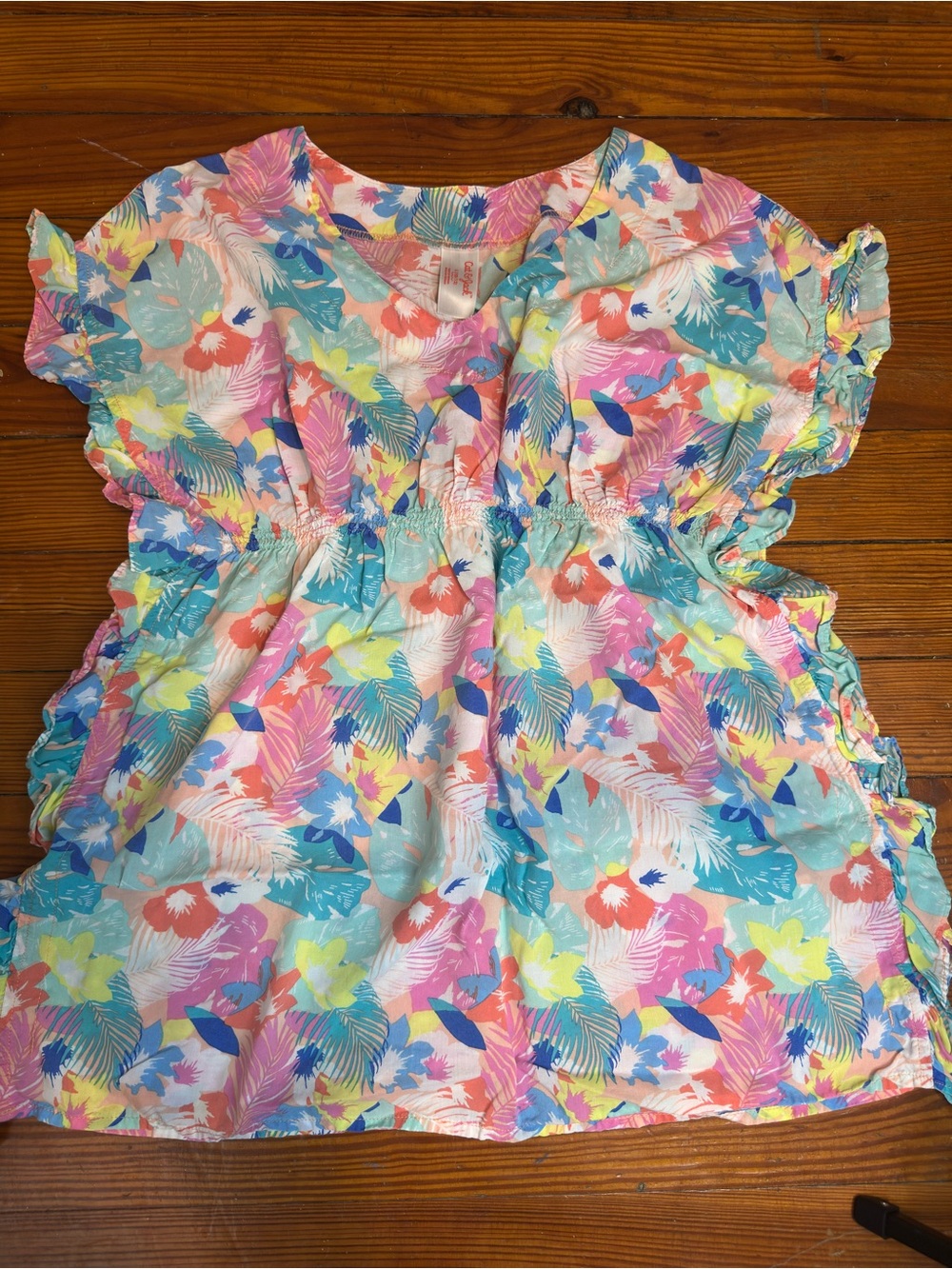 Cat & Jack Girls' Tropical Floral Swim Cover-Up Dress.